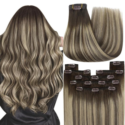 Echthaar Clip-in Extensions Braun 60cm – Volumenerweiterung