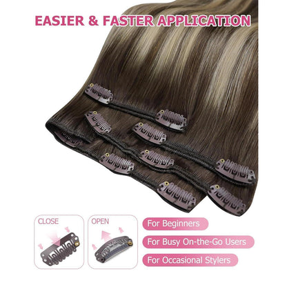 Echthaar Clip-in Extensions Braun 60cm – Volumenerweiterung
