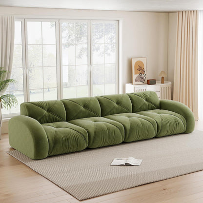 Modernes 4-Sitzer Cord Sofa Grün | Rahmenlos, Chenille, Komfort