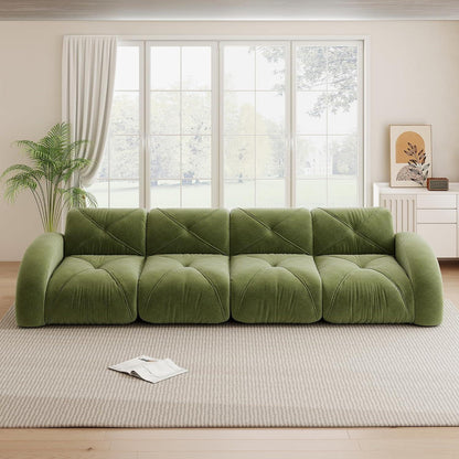 Modernes 4-Sitzer Cord Sofa Grün | Rahmenlos, Chenille, Komfort