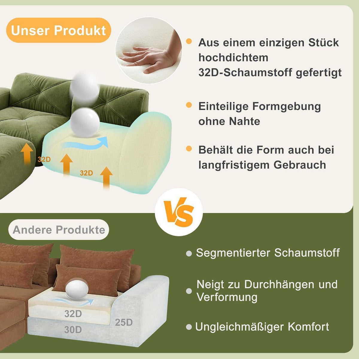 Großes L-förmiges Cord Sofa 4-Sitzer mit Fußhocker (Grün)