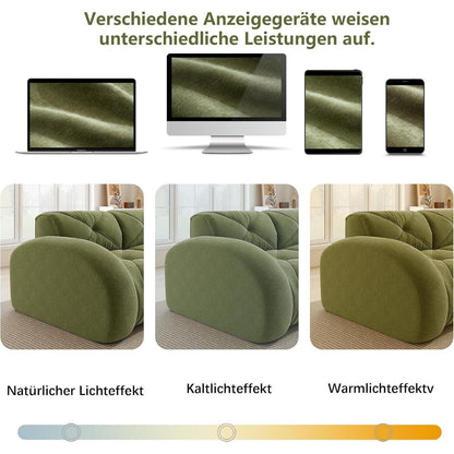 Großes L-förmiges Cord Sofa 4-Sitzer mit Fußhocker (Grün)