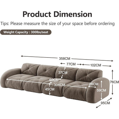 Modernes 4-Sitzer Cord Sofa Braun – Rahmenlos & Komfortabel