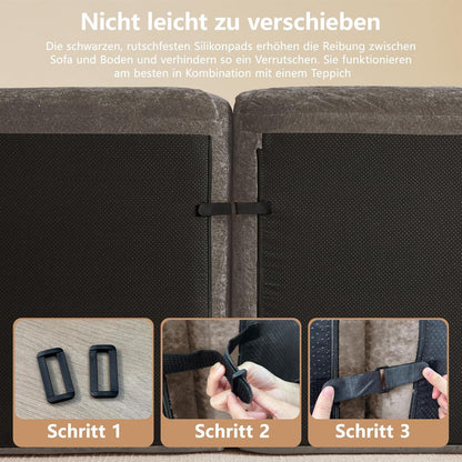 Großes L-förmiges Cord Sofa 4-Sitzer mit Fußhocker (Braun)