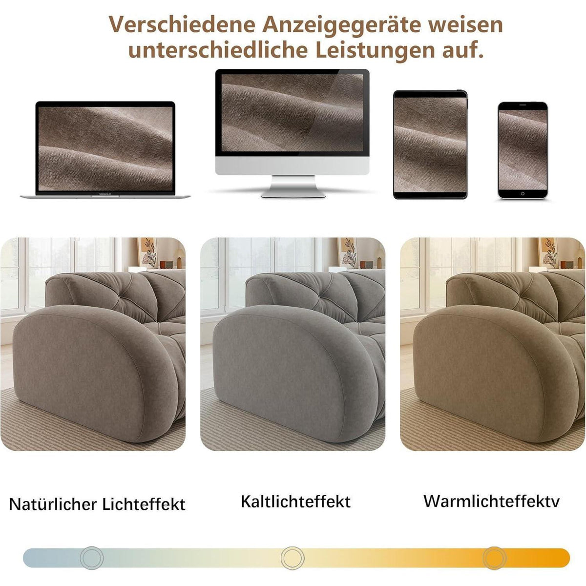 2-Sitzer Sofa mit Fußhocker – Chenille Schlafsofa Braun