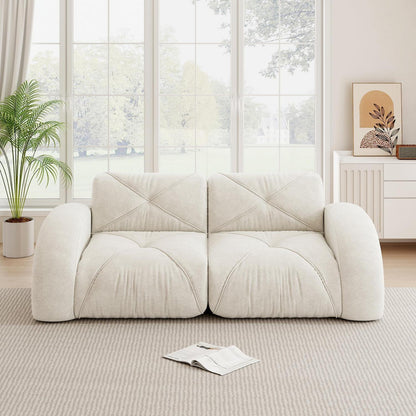 Rahmenloses 2-Sitzer Sofa mit Chenillebezug (Weiß)