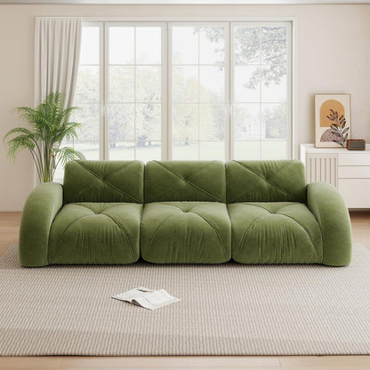 Modernes 3-Sitzer Cord Sofa Grün – Rahmenlos & Komfortabel