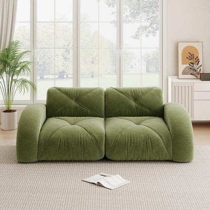 Rahmenloses 2-Sitzer Sofa Grün – Chenille Couch mit 32D Schaum