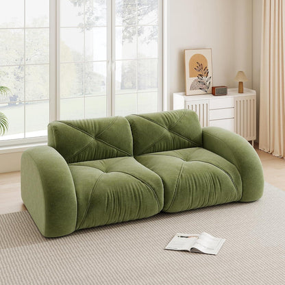 Rahmenloses 2-Sitzer Sofa Grün – Chenille Couch mit 32D Schaum