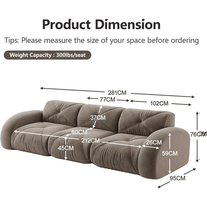 Modernes 3-Sitzer Cord Sofa Braun – Rahmenlos & Komfortabel