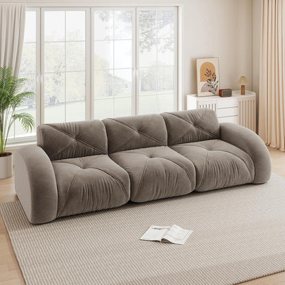 Modernes 3-Sitzer Cord Sofa Braun – Rahmenlos & Komfortabel