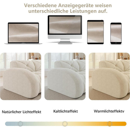 Modulares Cord Sofa 4-Sitzer mit Fußhockern – Weiß