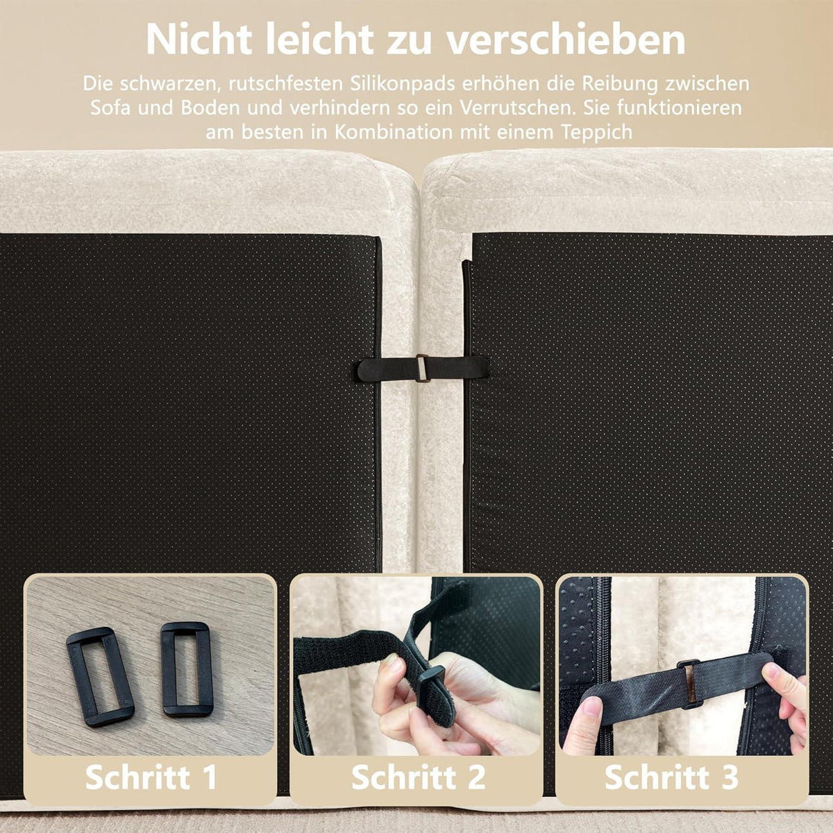 Modulares Cord Sofa 4-Sitzer mit Fußhockern – Weiß