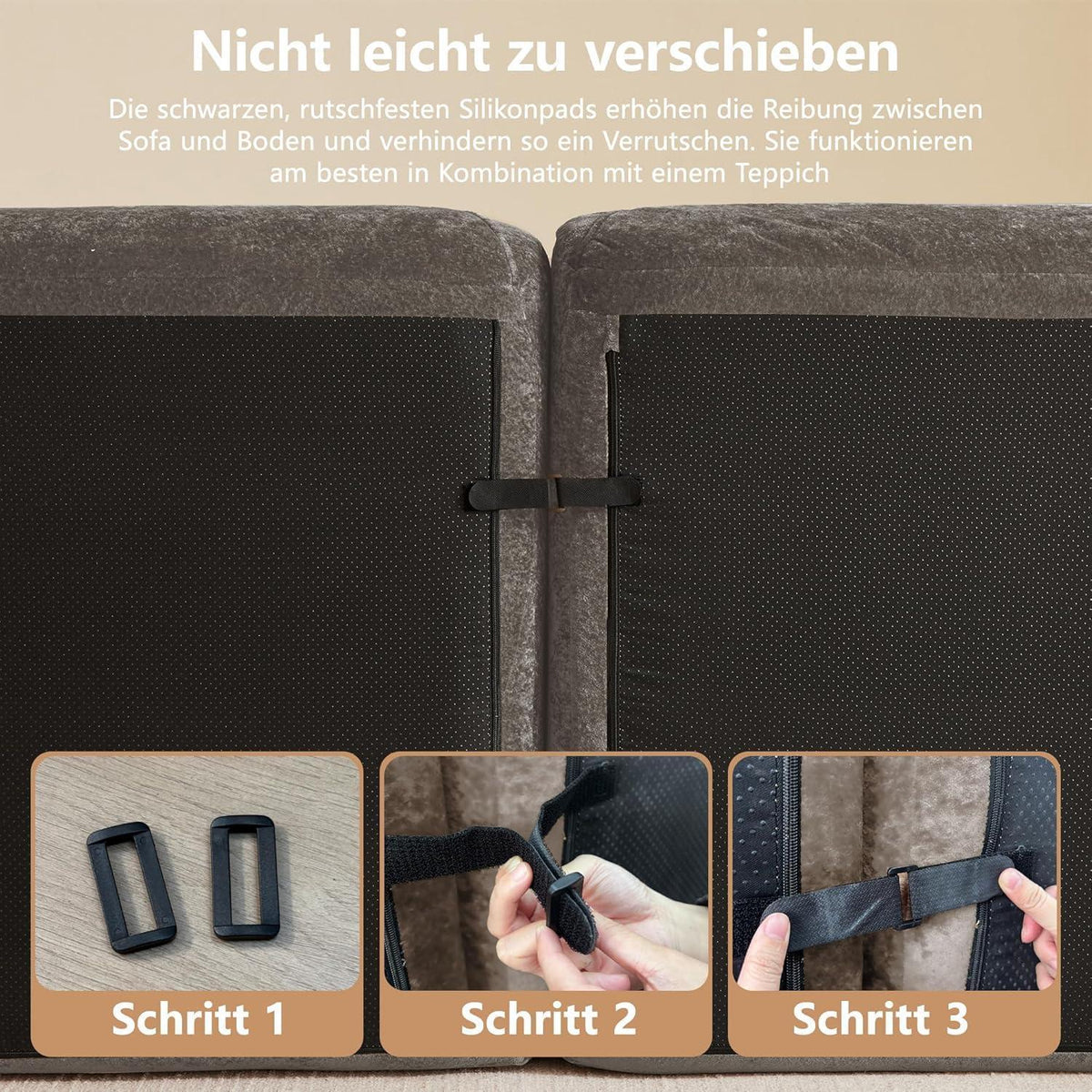 L-förmiges Ecksofa 2-Sitzer mit Fußhocker, Braun