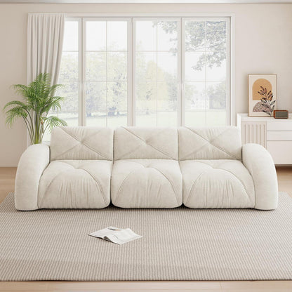 Modernes 3-Sitzer Cord Sofa – Rahmenlos & Komfortabel (Weiß)