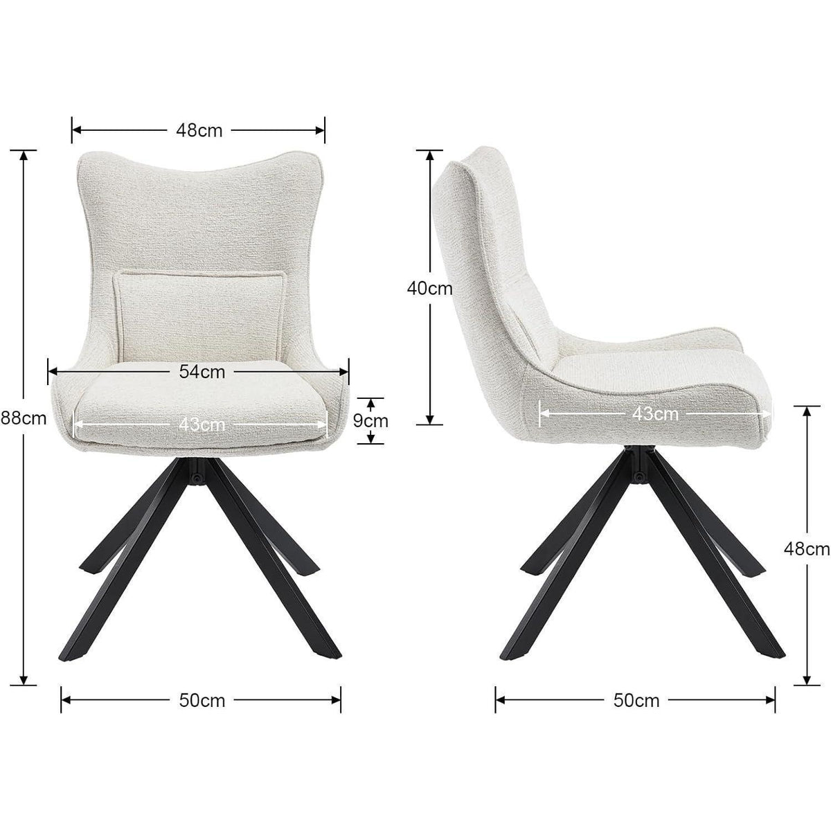 Drehbarer Esszimmerstuhl mit Chenille-Polsterung, 4er Set