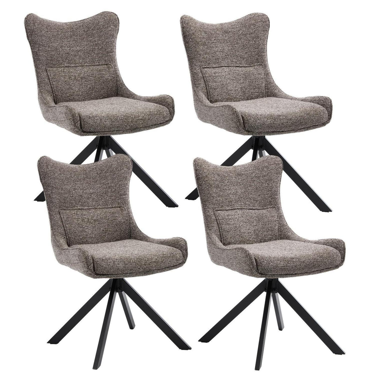 Drehbarer Esszimmerstuhl Set Grau - Chenille Polsterstuhl 4er Set