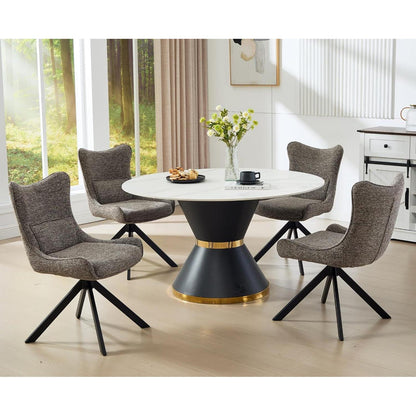 Drehbarer Esszimmerstuhl Set Grau - Chenille Polsterstuhl 4er Set