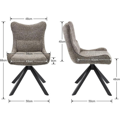Drehbarer Esszimmerstuhl Set Grau - Chenille Polsterstuhl 4er Set