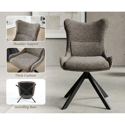 Drehbarer Esszimmerstuhl Set Grau - Chenille Polsterstuhl 4er Set
