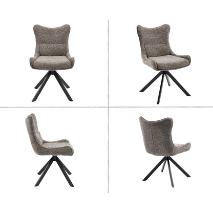 Drehbarer Esszimmerstuhl Set Grau - Chenille Polsterstuhl 4er Set