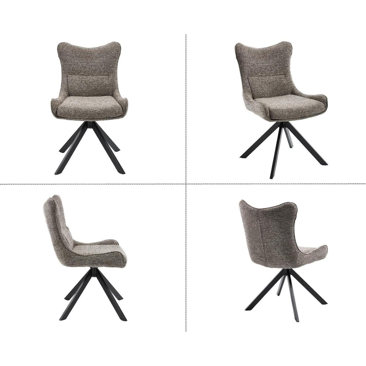Drehbarer Esszimmerstuhl Set Grau – Chenille Polsterstuhl 360°