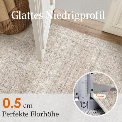 Vintage Teppich Beige 300x400cm – Waschbar & Rutschfest