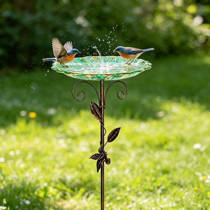 Vintage Vogelbad Metall Stehend mit Erdspieß