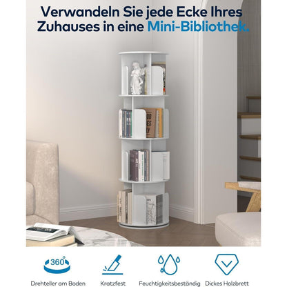 Drehbares Bücherregal Holz 4 Ebenen – Platzsparend & Flexibel