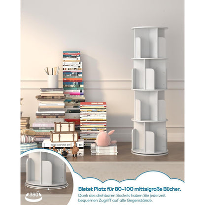Drehbares Bücherregal Holz 4 Ebenen – Platzsparend & Flexibel