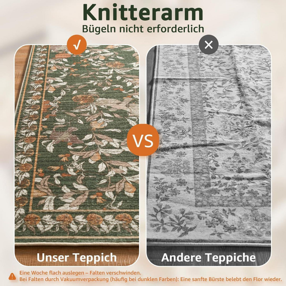 Vintage Teppich floral orange-grün 240x340 cm