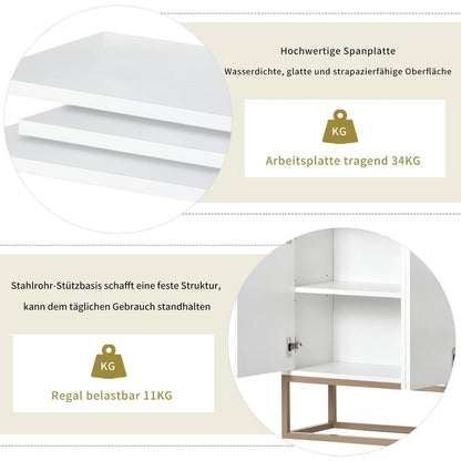 Weißes Sideboard 120cm – Küchenschrank mit Arbeitsplatte & Regalen