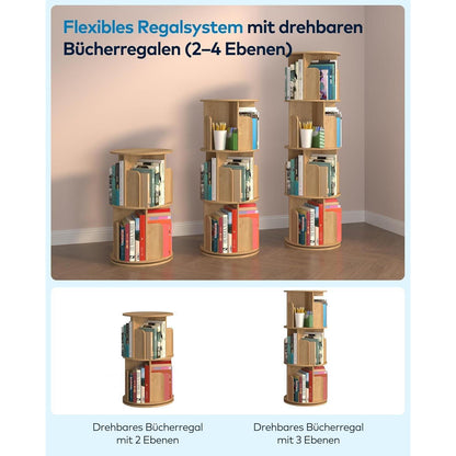 Drehbares Bücherregal Holz 4 Ebenen – Platzsparend & Flexibel