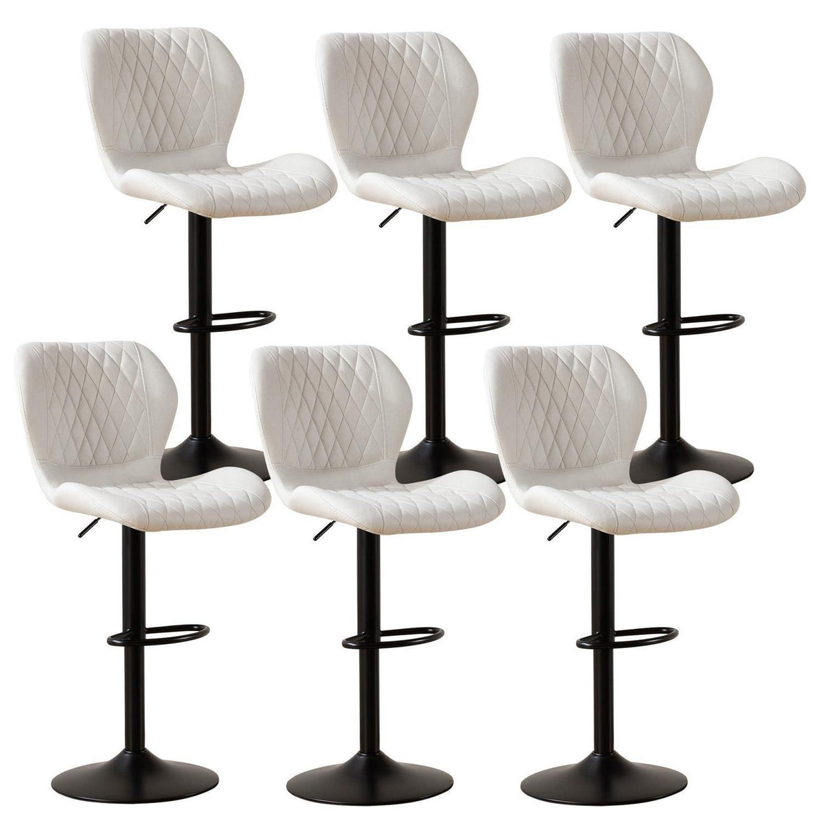 Barhocker mit Lehne, höhenverstellbar, beige, 6er Set