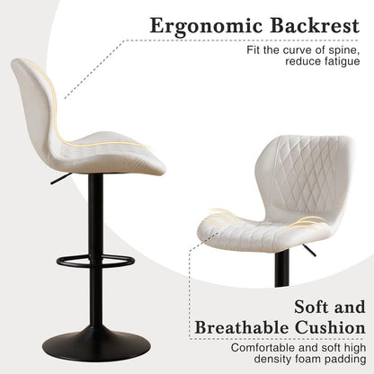 Barhocker mit Lehne, höhenverstellbar, beige, 6er Set