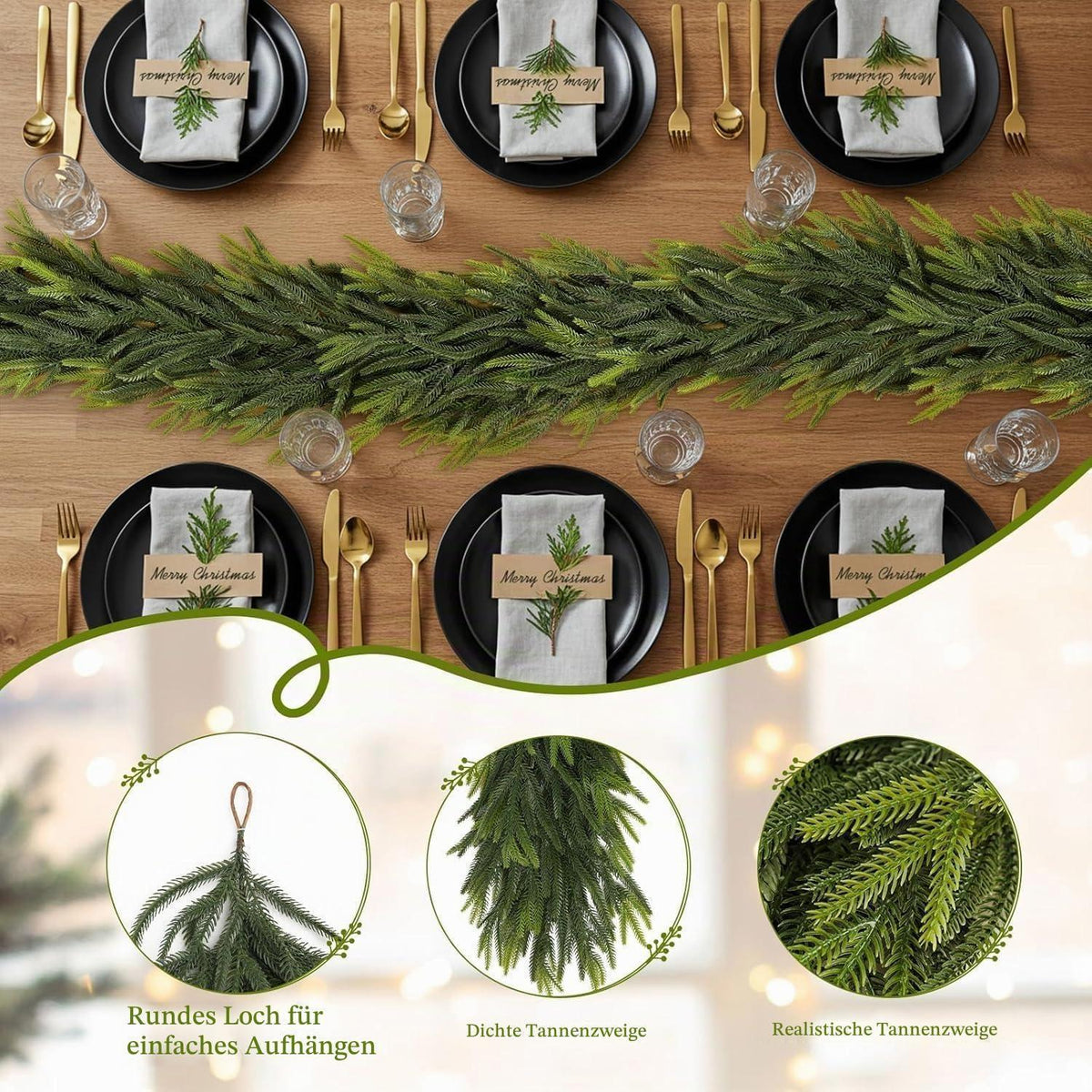 Norfolk Kieferngirlande 9FT – Weihnachtliche Dekoration für Haus & Garten