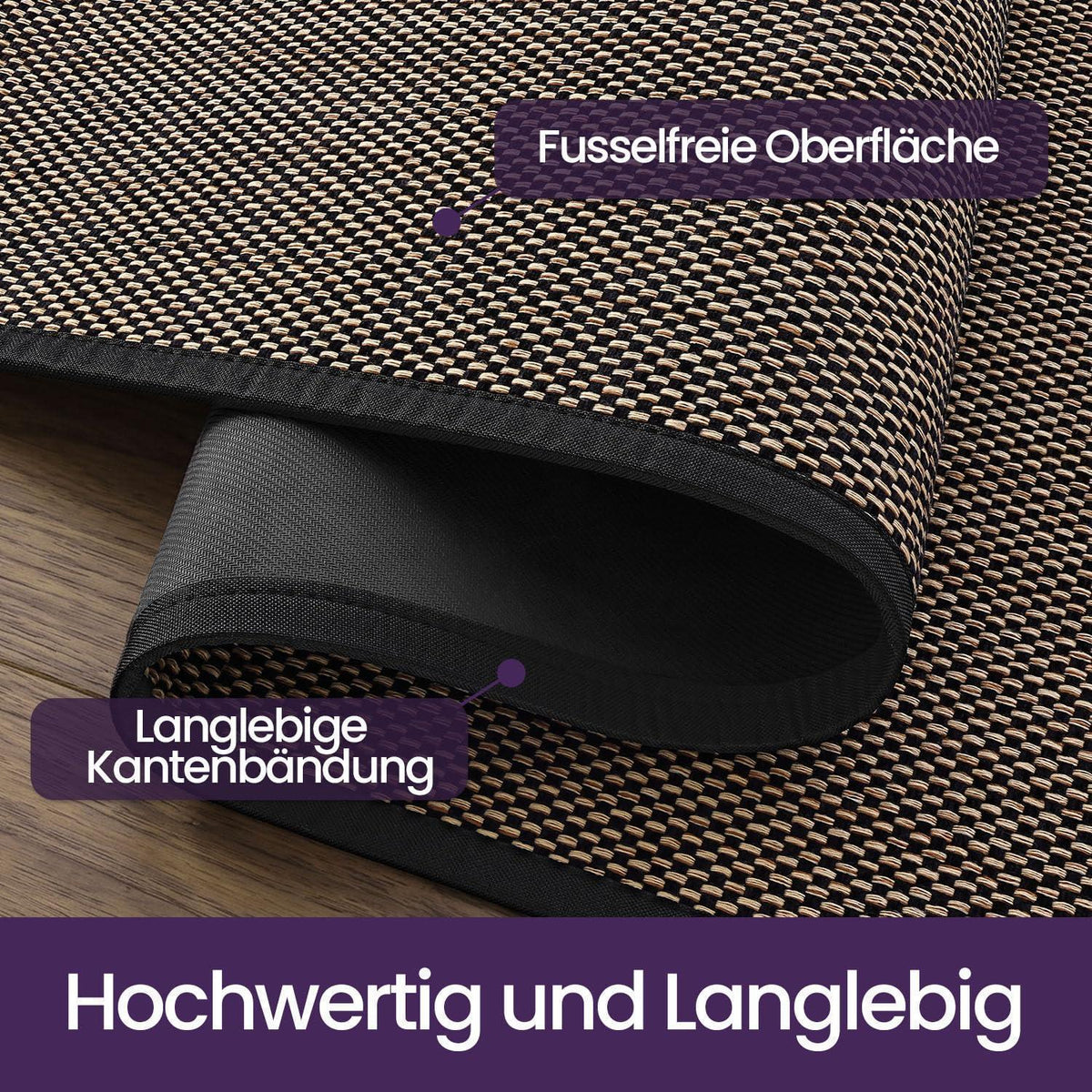 Läufer Flur Schwarz 80x300 cm - Rutschfest & Saugstark