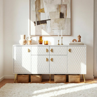 Weißes Sideboard 160cm mit Strukturfront – Viel Stauraum