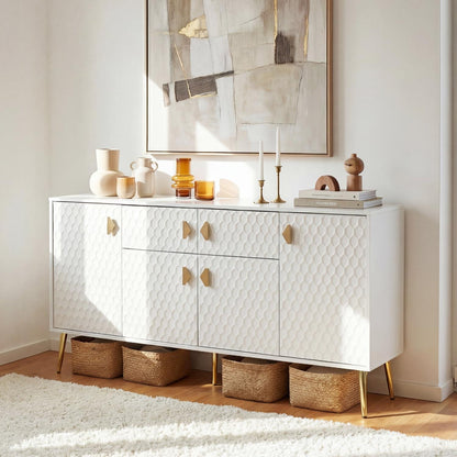 Weißes Sideboard 160cm mit Strukturfront – Viel Stauraum