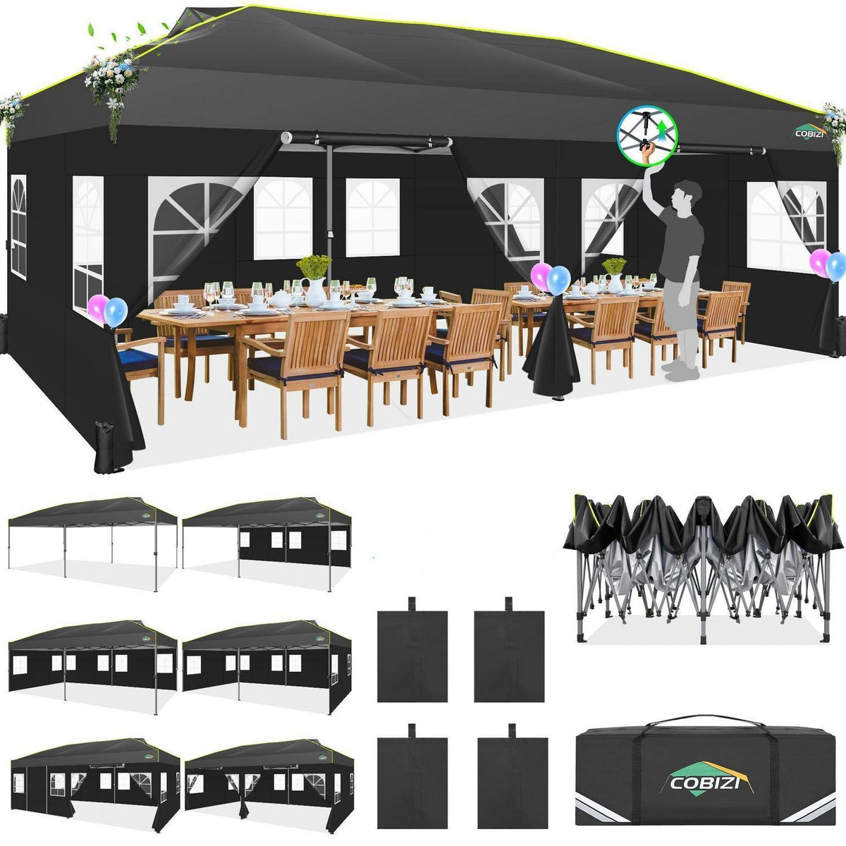 Faltpavillon 3x6m mit Seitenwänden – Wasserdicht & Winterfest