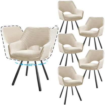 6er Set Drehbar Stühle | Beige, Modern & Komfortabel