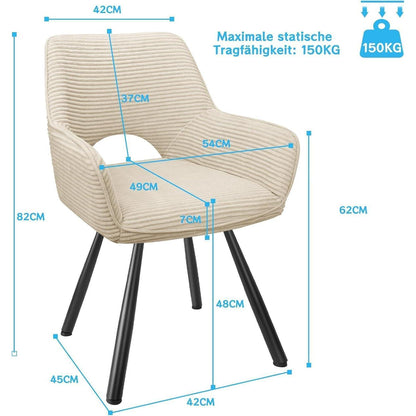 6er Set Drehbar Stühle | Beige, Modern & Komfortabel