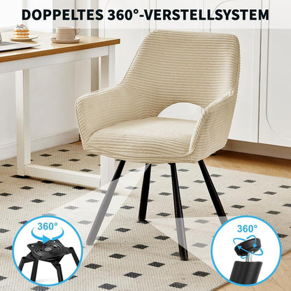 6er Set Drehbar Stühle | Beige, Modern & Komfortabel