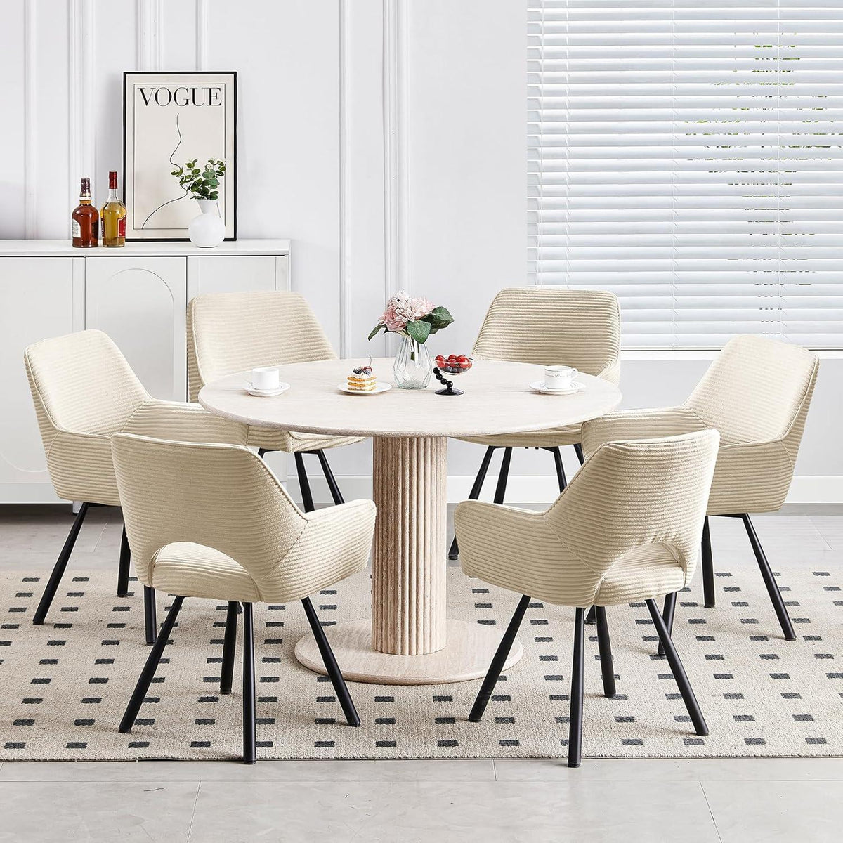 6er Set Drehbar Stühle | Beige, Modern & Komfortabel