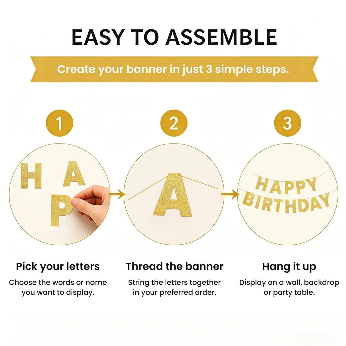 Goldene Buchstaben Girlande DIY – Personalisiertes Banner für Partys