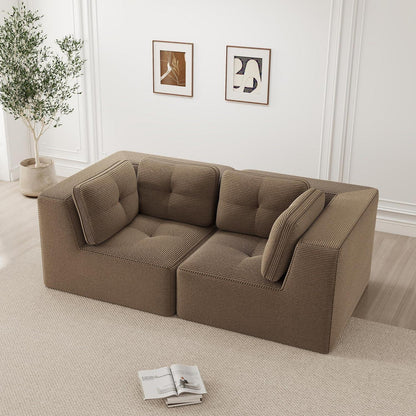 Modulares Ecksofa Braun – 2-Sitzer Cordstoff Couch ohne Aufbau