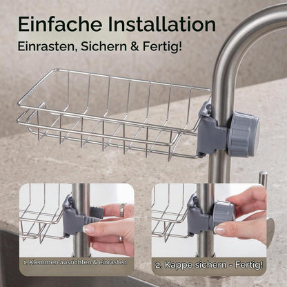 Duschablage ohne Bohren aus Edelstahl mit Seifenschale