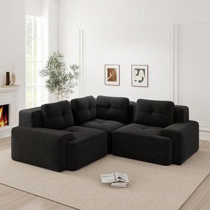 Modulares Ecksofa Schwarz 177x177 cm – Cordstoff & Boneless