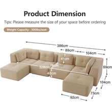 Modulares Ecksofa 4-Sitzer Beige, Cordstoff, U-Form, Ohne Montage