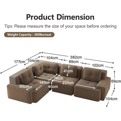Modulares Ecksofa Braun 177x382 cm – Boneless Cordstoff Couch